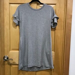 Lush grey t-shirt dress ruffle short sleeve XS